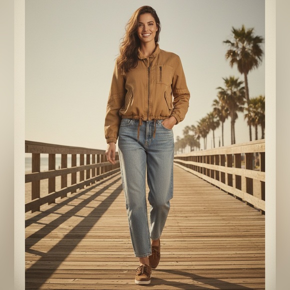 Young Fabulous & Broke Jackets & Blazers - Young Fabulous & Broke Tan Clara Utility Bomber Jacket Size Medium Coastal